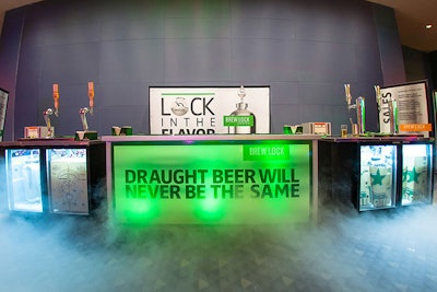 A draft-only bar on the upper level of the ballroom overlooking the main event floor served Heineken and Newcastle beers.