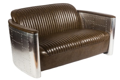 Leather aviator love seat, price upon request, available nationwide from Blueprint Studios