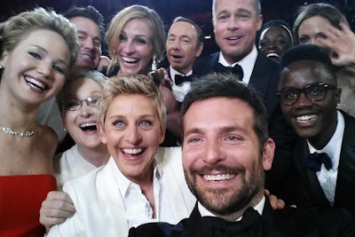 The selfie tweeted by Ellen DeGeneres, host of the 2014 Academy Awards, set a Twitter record and was estimated to be worth as much as $1 billion.