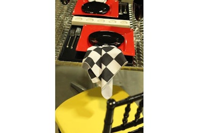 A Raceway themed table setting