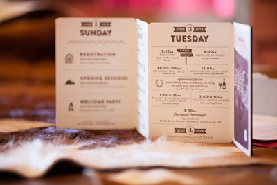 Guests received laser-cut wood itineraries by Vanessa Kreckel of Two Paper Dolls.