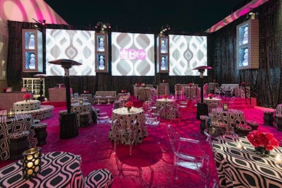 For a sophisticated take on a Brazilian theme, event designer Billy Butchkavitz created a look for the HBO Golden Globes party in 2013 that took its inspiration from the patterns on the stone mosaic walkways of Rio de Janeiro's Copacabana beach.