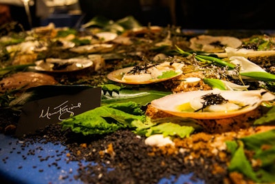 Marc Forgione of American Cut presented scallops, topped with seaweed and black truffle.