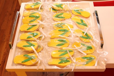 Cookies served at the 2013 Havaianas Press Preview took the shape of flip-flops designed in the colors of Brazil's flag.