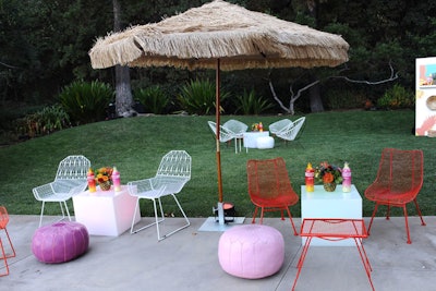 Flower-filled pineapples and Svedka bottles decorated the seating areas.