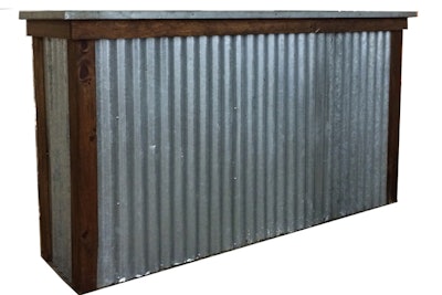 Corrugated metal bar, $100, available in Boston from New England Country Rentals