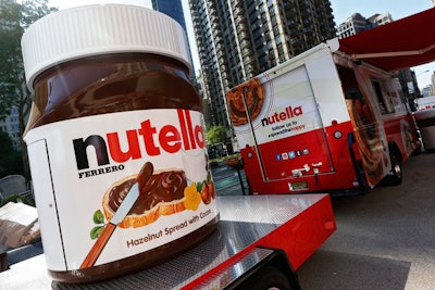 A giant Nutella jar and customized food truck drew attention from passersby.