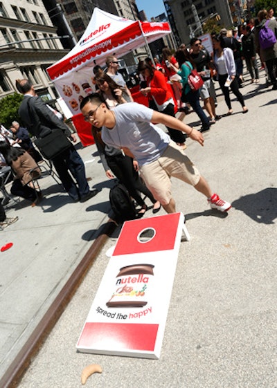The Nutella logo was splashed on games and activities, including a beanbag toss.