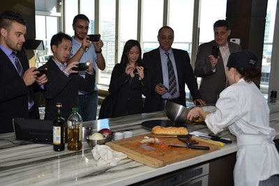 Chefs at One King West Hotel & Residence in Toronto gave a culinary demonstration for the Sony Xperia Z1 event.