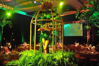 The 2013 Miami Children's Hospital's Diamond Ball had a Brazilian Carnival theme. The ballroom at the JW Marriott Marquis Miami had oversize birdcages containing dancers wearing feathered headdresses while batucada drums played in the background.