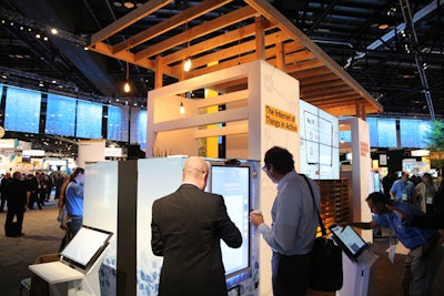Three displays within the networking area demonstrated specific applications of SAP software, such as an interactive vending machine.