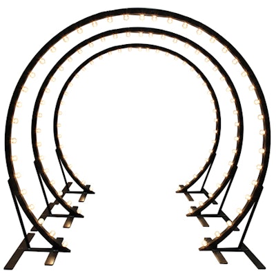 Lighted metal arch tunnel, price upon request, available nationwide from FWR Rental Haus