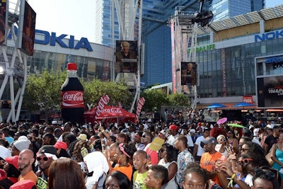Crowds packed the Nokia Plaza at L.A. Live to watch performances by Trey Songz and A$AP Mob.