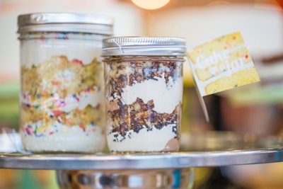 For a Los Angeles media event in April announcing the nationwide sale of chef Duff Goldman's Cake-in-a-Jar, guests could sample the product, which features layers of cake, frosting, and sprinkles encased in a Mason jar.
