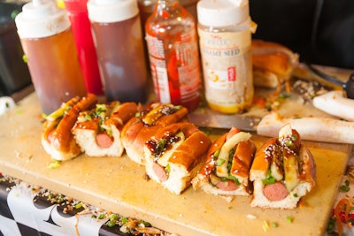 Alexandria-based Haute Dogs created a kimchi dog with spicy pickled radish and cucumber specifically for the event. The eatery also served its signature Duck, Duck Dog with hoisin sauce, cucumber, and scallions.