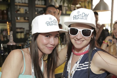 Guests wore branded hats, credentials, and other items that advertised the event.