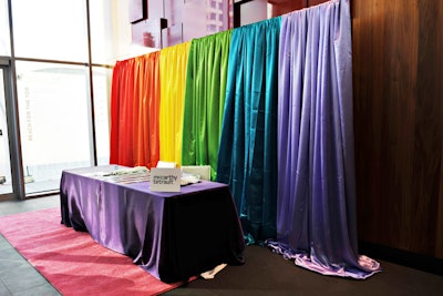 Draping at the check-in area matched the rainbow hues in the pride flag.