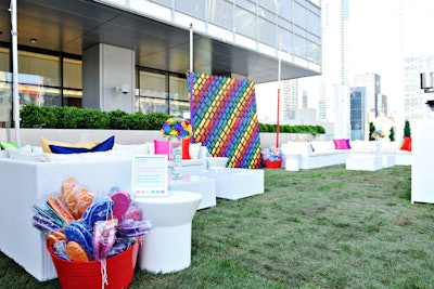 The law firm had buckets of customized flip-flops, which guests were free to take.