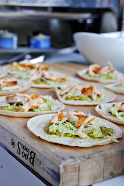A barbecue station provided summery fare such as tacos.