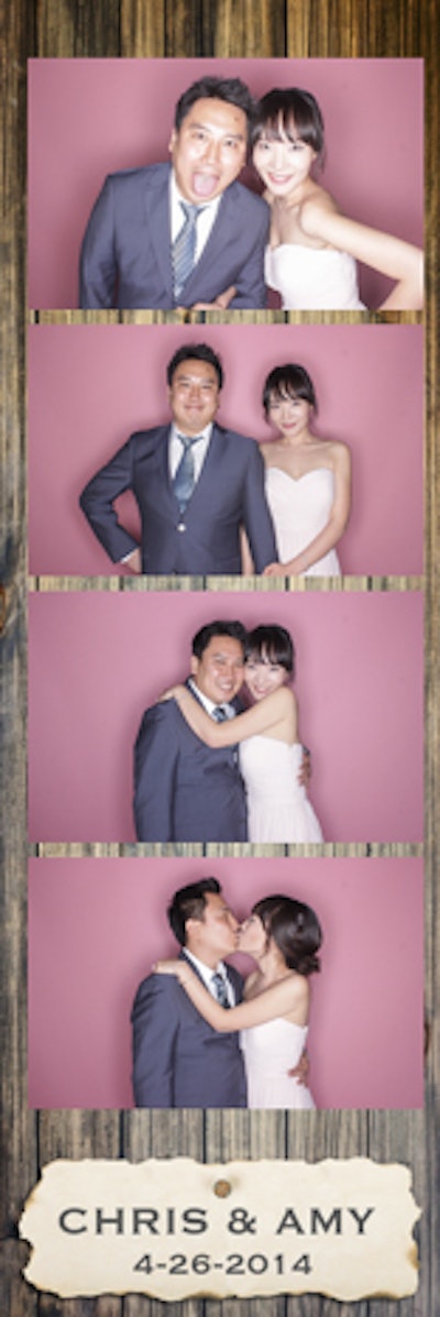 Custom Photo Booth Wedding Graphics - Western Themed Print Layout with Pink Background