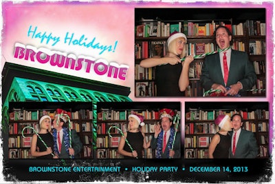 Custom Corporate Photo Booth Graphics - Holiday Party Theme with Bookstore Background