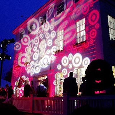 For the opening of Target's temporary Bridgehampton store, Lux Lighting washed the Bull's Head Inn's exterior with red and white gobo lights.