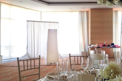 Wedding Photo Booth Rental - Elegant Module Design and White Curtain Background