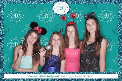 Bat Mitzvah Green Screen Photo Booth Rental - Custom Digital Step and Repeat Logo Creation with Clients Name