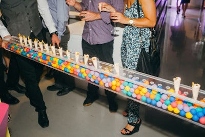 Snacks in cones were presented on a custom tray inspired by a ball pit.