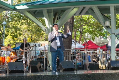 Concord's Mayor Tim Grayson energizes the crowd about Diablo Valley's new tourism and meetings initiative.