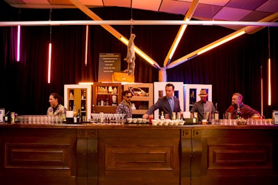 Pernod Ricard UK replicated the atmosphere of a traditional English country pub—with rustic woods and faux taxidermy—for the main bar at its Summer Party. Organizers named the bar “the National,” in reference to the company’s overall marketing theme of “Shaping the Nation’s Drinking Experiences.”