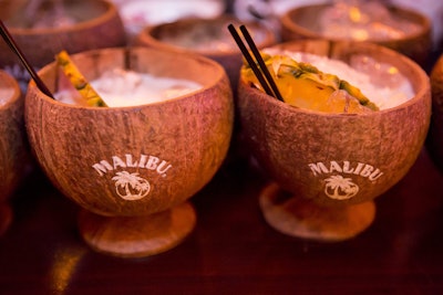 At 9 p.m., guests received a notification in the event app to visit the main bar to sample a drink made with Malibu rum and served in coconut shells.
