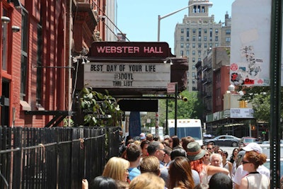 Guests checked in at the concert venue Webster Hall, which featured the event name, hashtag, and host's name on its marquee.