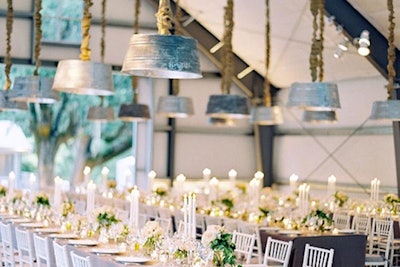 Reclaimed Collection - Washtub chandeliers. Wedding at Durham Ranch in Napa, California