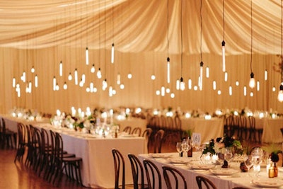 Wine Country Collection - Antique Edison bulbs at tented wedding reception