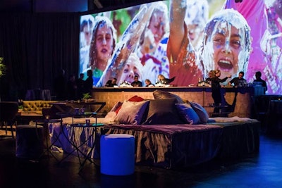 Video projection at a fundraising benefit supporting UCSF Medical Center's programs for children