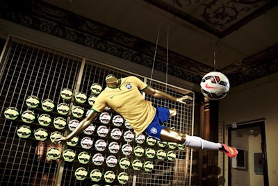 A rendition of a Brazilian player mid kick
