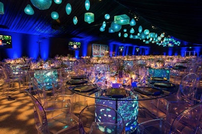 Pacific Collection lanterns in blue at California Academy of Sciences' Big Bang Gala