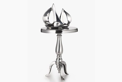 Aluminum side table & sailboats