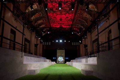 The Mercurial stage is created to remind the media of being in a stadium at the World Cup