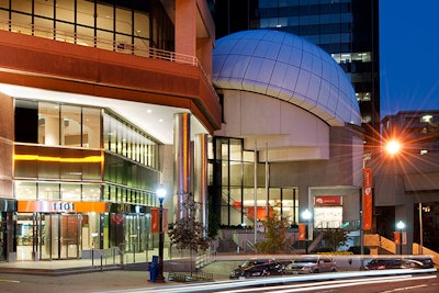 Artisphere exterior, featuring the signature Dome Theater architectural feature.