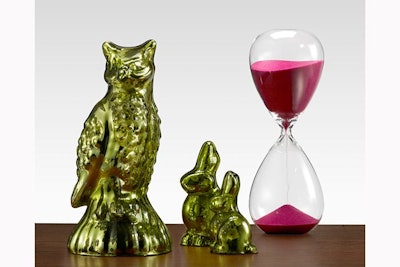 Mercury glass owl & rabbits