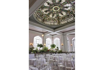 Conservatory with banquet set up