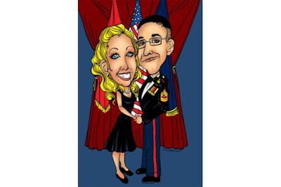 Military couple at Marine Corp Ball custom digital caricature