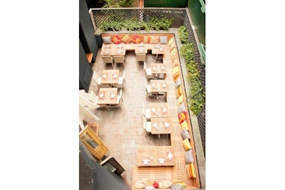 Outdoor Terrace view from above. The Terrace is perfect for outdoor dining especially on these New York summer evenings.
