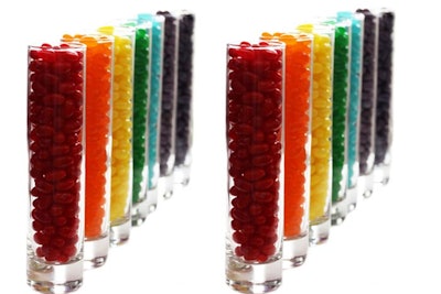 Arrange a rainbow of jelly beans for a dramatic table.