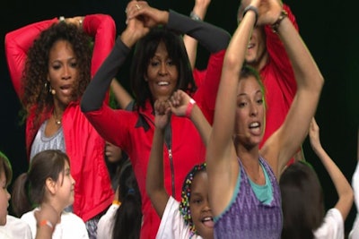 Serena Williams, Michelle Obama, and Colin Kaepernick dance and move to encourage kids to exercise