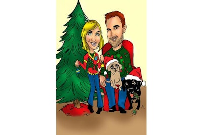 Customize your caricature to make a Christmas card