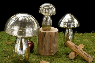 Antique Silver Glass Mushrooms