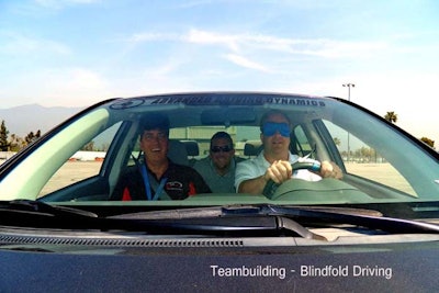 Blindfolded racing encourages team building and inspirers colleagues to work together.